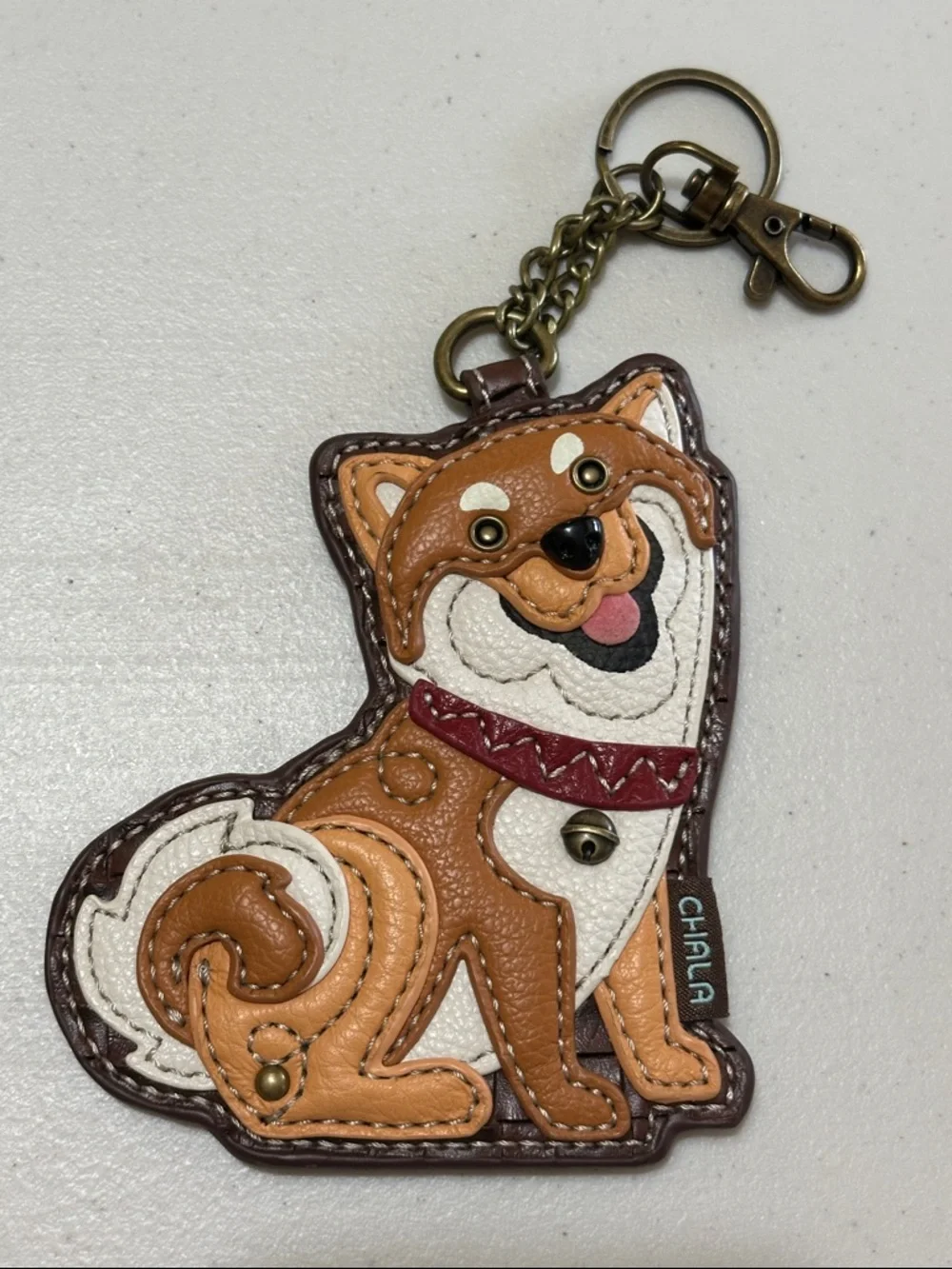 Chala Brown White Tan Shiba Inu Dog Keychain Charm - Key Fob/Coin Purse